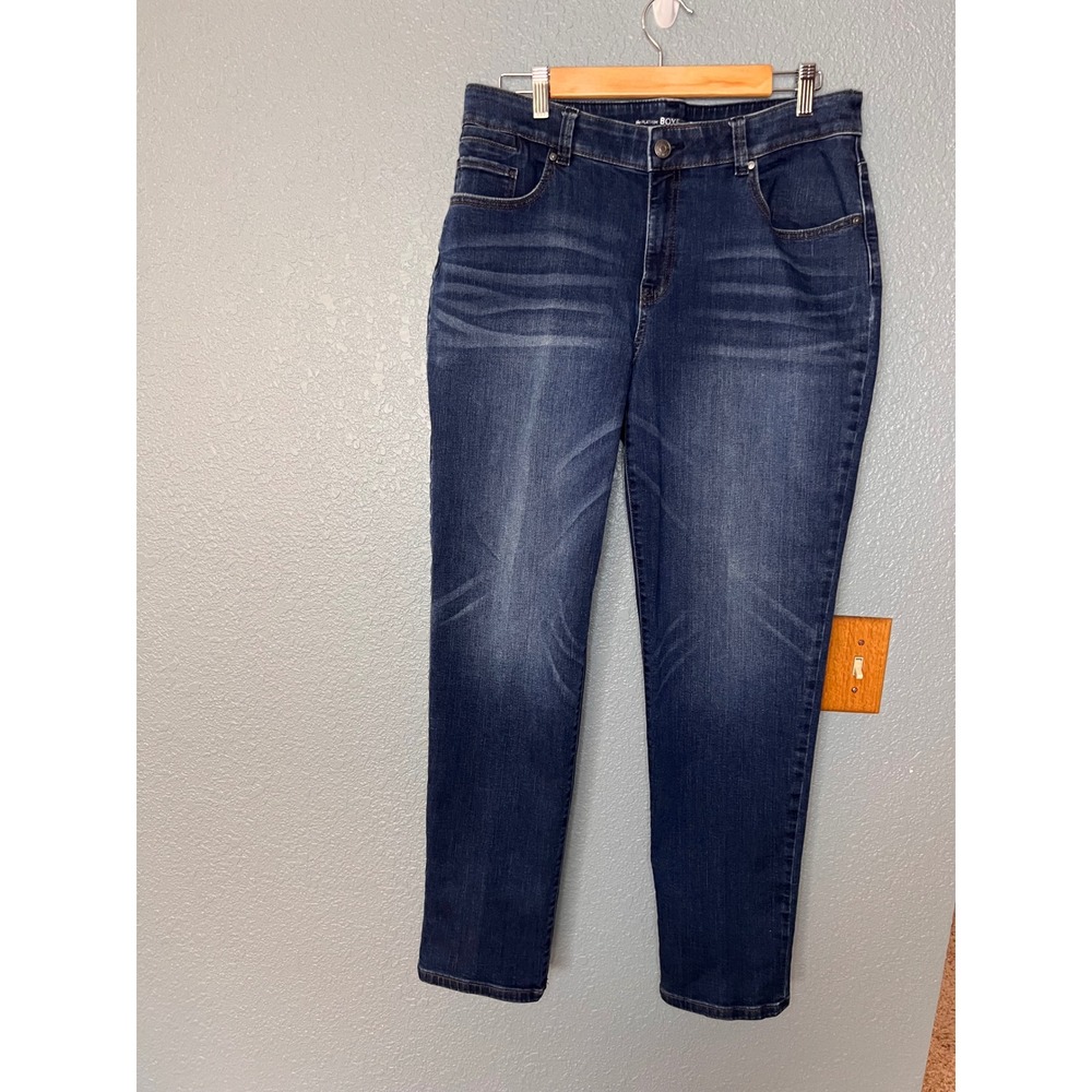 Chicos The Platinum Boyfriend Ankle Jeans Dark Wash Blue Denim Size 1.5 US 10